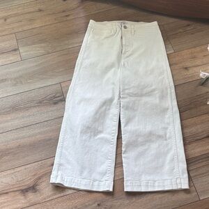 Oat high rise wide leg cropped white jeans